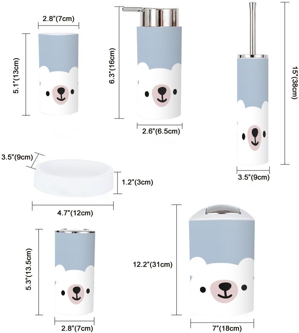 Cute Animal Wall Art and 6-Piece Bathroom Set for Kids