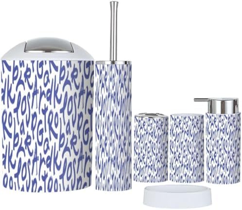 6 Piece Bathroom Accessory Set with Playful Alphabet Design
