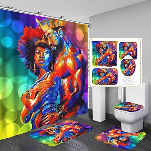 African American Shower Curtain Set 4PCS