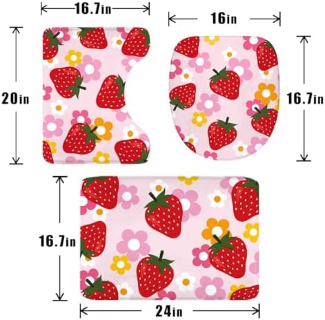 Kalmico 4PC Cute Strawberry Fruit Bathroom Set Y2K Pink Groovy