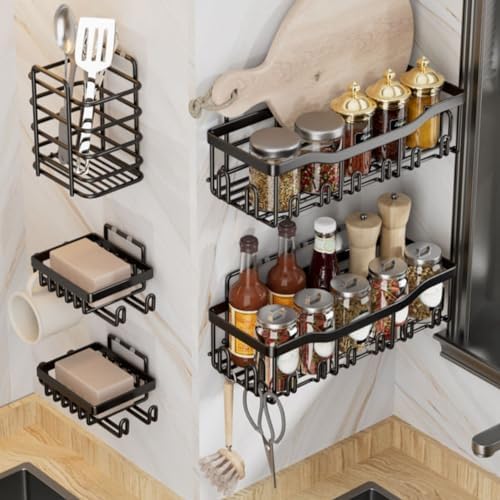 Corner Shower Caddy with Adhesive Stickers for Bathroom