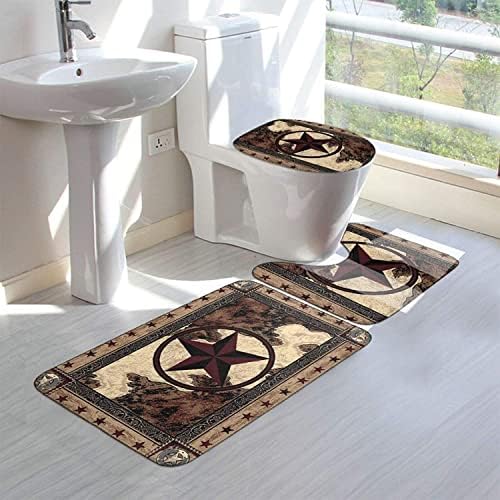 Giwawa Western Texas Star Bathroom Rug Set 3 Piece