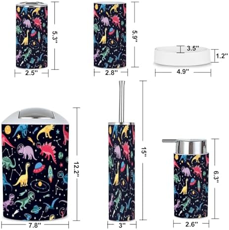 Bathroom Set 6-Piece Boho Astronaut Dinosaur Bathroom Set