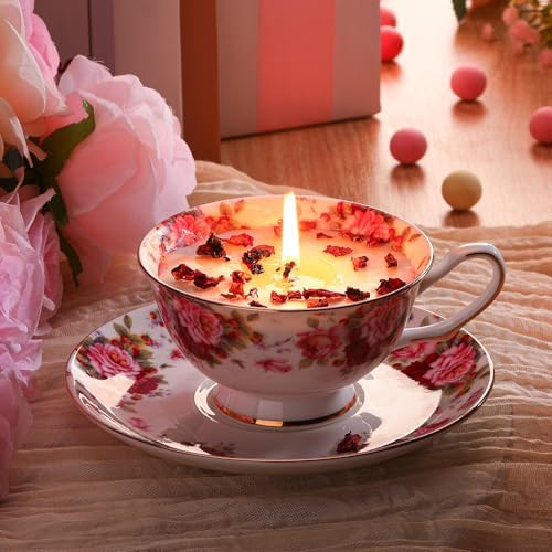Floral Tea Cup Candle for Women Mothers Day Gift
