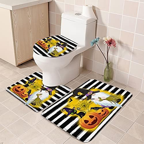 Bathroom Rugs Set Halloween pus Embroidered Non-Slip Machine Washable