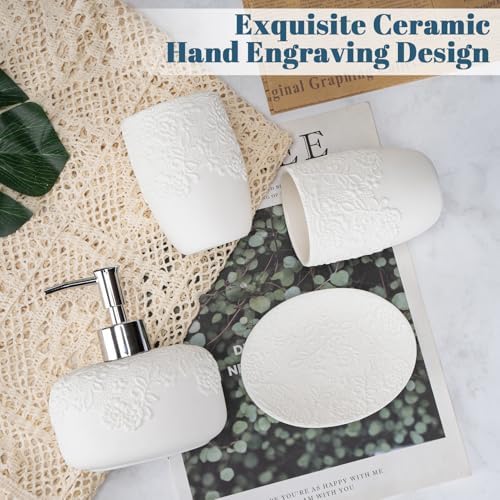 Elegant ceramic white bathroom accessory set for a modern touch