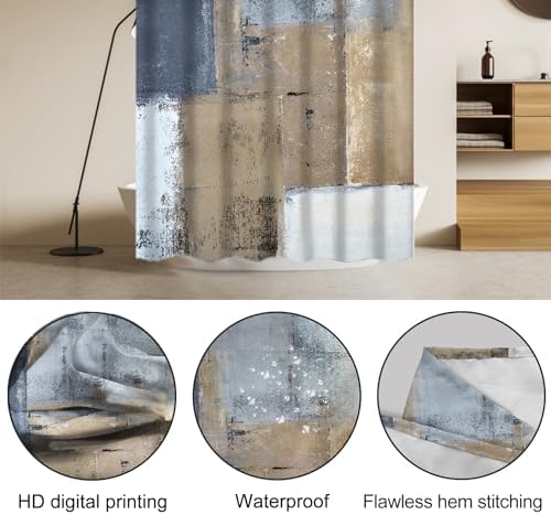 Lnond 4Pcs Bathroom Accessory Set with Shower Curtain and Rugs