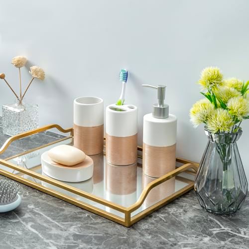 MyGift Deluxe 4-Piece Dual-Tone White Bath Set