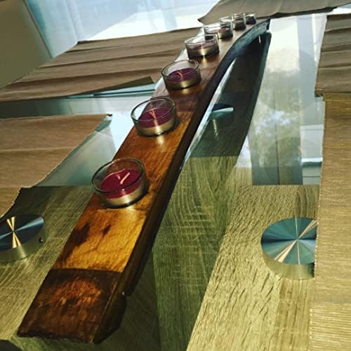 34-Inch Wine Barrel Stave Candle Holder Handmade Artisanal Candleholder with Glass Included