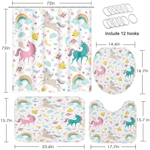 ArtSocket 4-Piece Rainbow Unicorns Bathroom Set