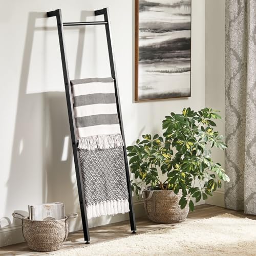 mDesign Decorative Wall Towel Rack with 4 Levels - Matte Black