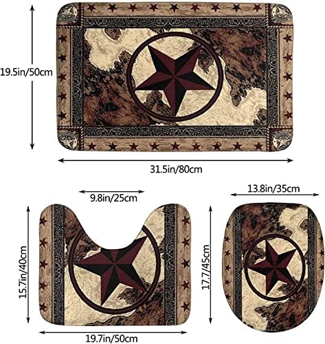 Giwawa Western Texas Star Bathroom Rug Set 3 Piece