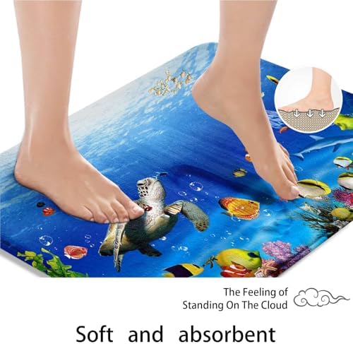 Tropical Fish Shower Curtain Set with 4 Pcs and 12 Hooks