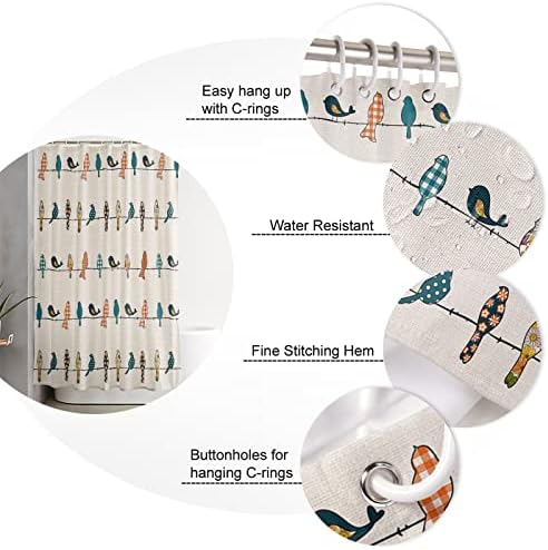 YESOF66 4PCS Bathroom Mat Set with Birds Design
