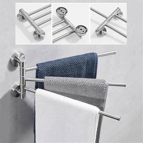 Sturdy Space-Saving Bathroom Towel Rack with 4 Towel Rods and Swivel Arms