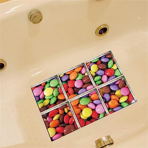 Non-slip bathtub stickers 59x59 inch 6pc anti-adhere rainbow designs