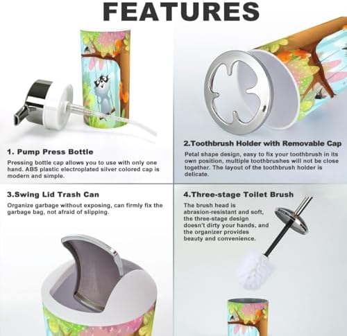 Hilarious Bathroom Set 6-Piece Raccoon Squirrel design