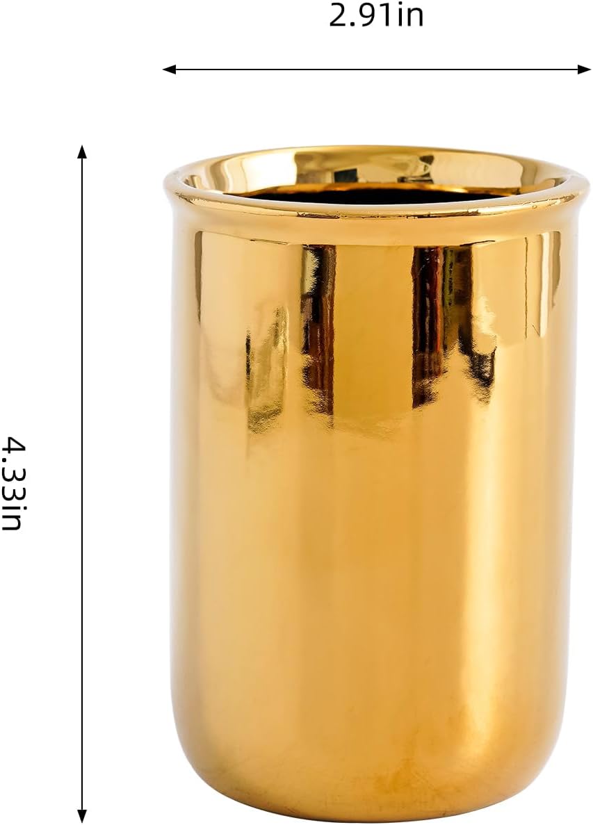 Wodlo 4-Piece Gold Ceramic Bathroom Accessory Set