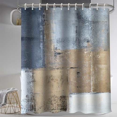 Lnond 4Pcs Bathroom Accessory Set with Shower Curtain and Rugs