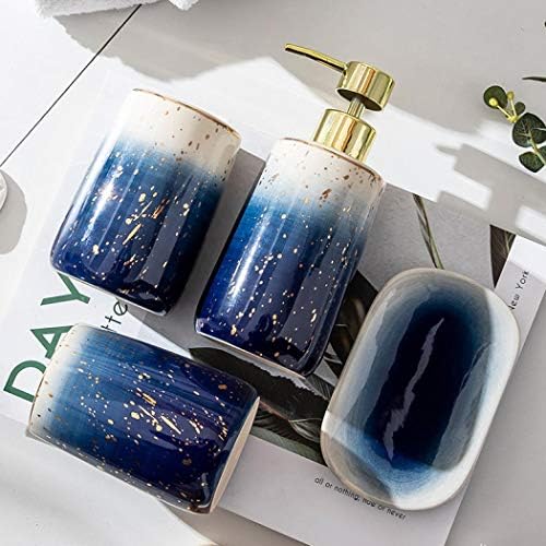 Gradient Blue Ceramic Bathroom Accessory Set for Home