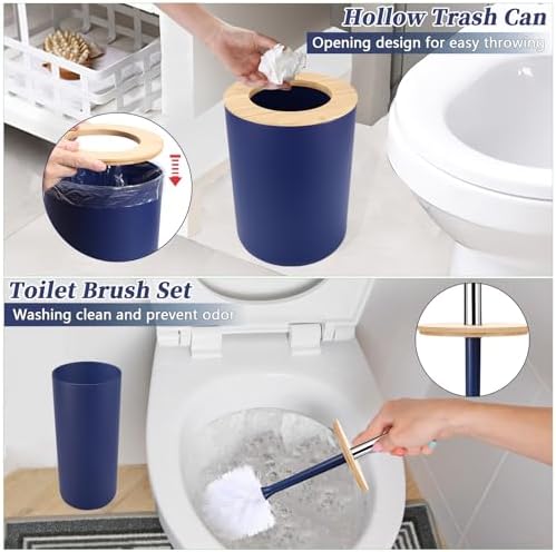 Navy Blue Bathroom Accessory Set