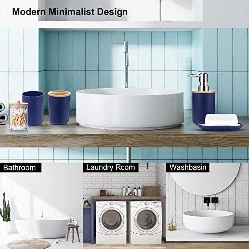 Navy Blue Bathroom Accessory Set