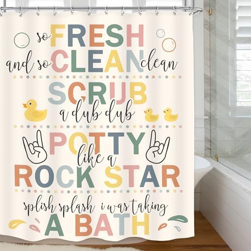 LGhtryo 12-Piece Kids Bathroom Rules Set - Fun Cartoon Positive Quotes