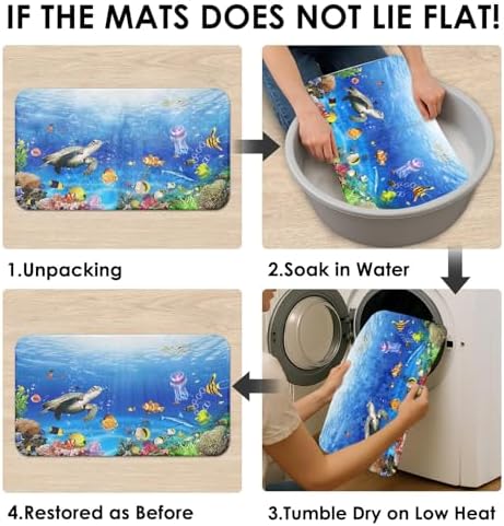 Tropical Fish Shower Curtain Set with 4 Pcs and 12 Hooks
