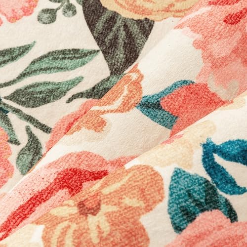 PureCozy Washable Floral 5x7 Area Rug Beige