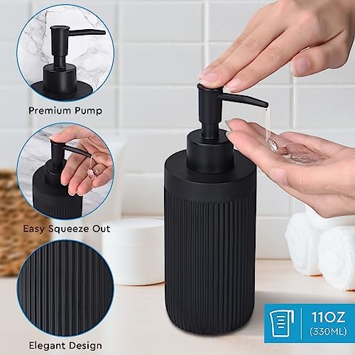 Deobath 5Pcs Matte Black Bathroom Accessory Set