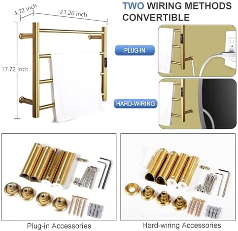 MEIJIELUO Heated Towel Rack for Bathroom Wall-Mounted