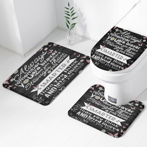 AAtter 4 Piece Shower Curtain Set with Non-Slip Rug and Bath Mat
