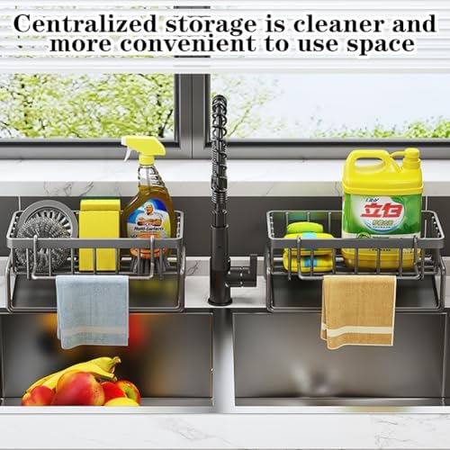 Bibabala Corner Sink Drain Rack Holder Black