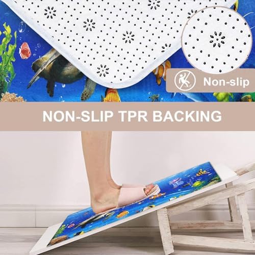 Tropical Fish Shower Curtain Set with 4 Pcs and 12 Hooks
