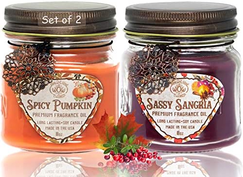 Scented Jar Candles Set of 2 - Sassy Sangria Spicy Pumpkin