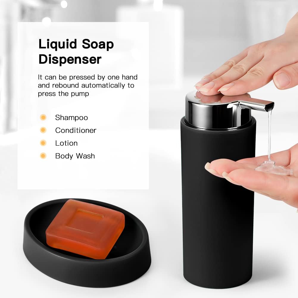 Stylish 6-Piece Black Bathroom Accessory Set With Essential bath essentials