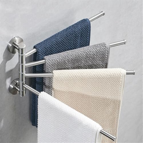 Sturdy Space-Saving Bathroom Towel Rack with 4 Towel Rods and Swivel Arms