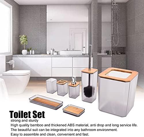 Topyond 7PCS Bamboo Bathroom Accessory Set