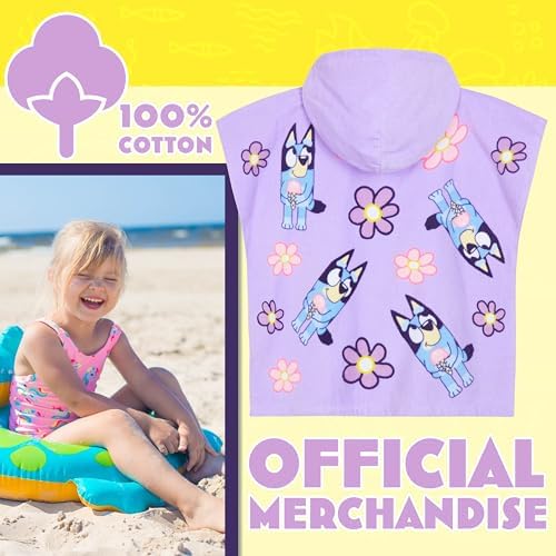 Bluey Kids Hooded Beach Towel for Pool Bath