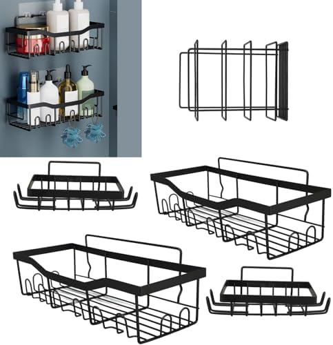 Corner Shower Caddy with Adhesive Stickers for Bathroom