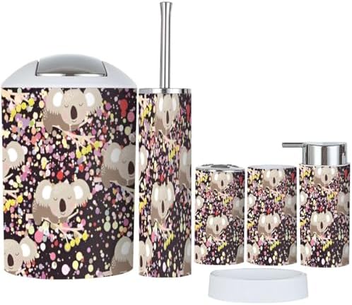 6 Piece Bathroom Accessory Set with Funny Animal Design