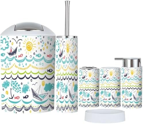 Bathroom Accessories Set 6 Pcs Durable Modern Decor