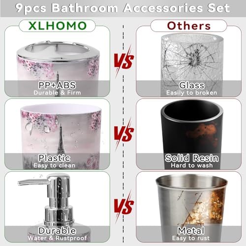 Complete 9-Piece Bathroom Accessory Set for Hygiene Comfort