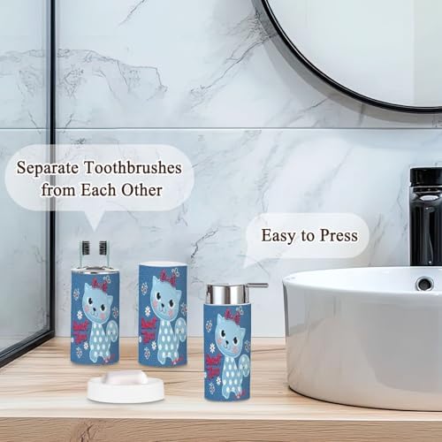 Cartoon Cat Bathroom Accessories Set of 6