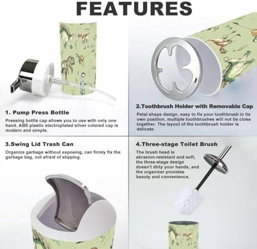 Dinosaur Pattern Bathroom Accessories Set 6 Pcs vol II