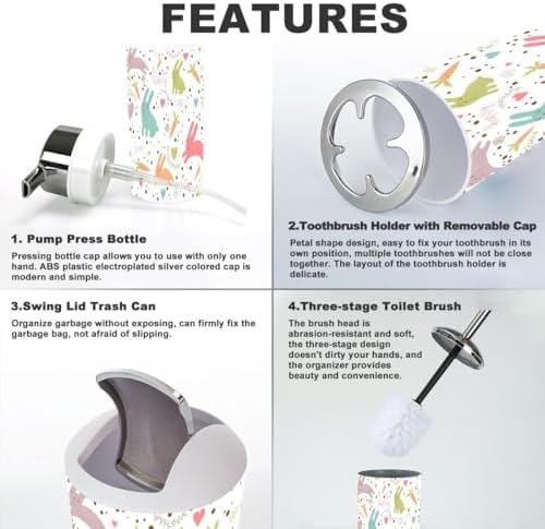 Bathroom Accessories 6-Piece Cartoon Pattern Set for Kids
