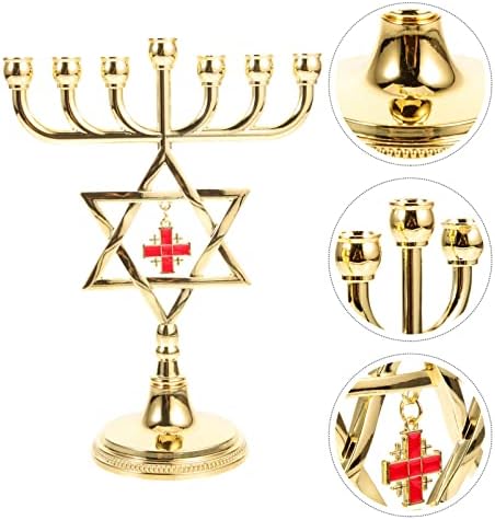 EXCEART 7-Branch Metal Candlestick Holder for Chanukah