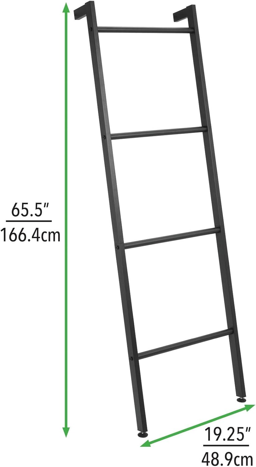 mDesign Decorative Wall Towel Rack with 4 Levels - Matte Black