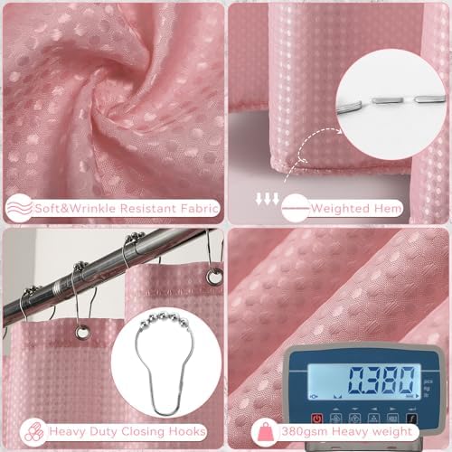 Bathroom Set - Pink Bathroom Accessories Set with Shower Curtain and Rugs