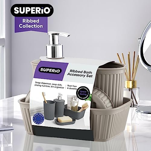Elegant Taupe Bath Organizer Set with 4 Essential Pieces
